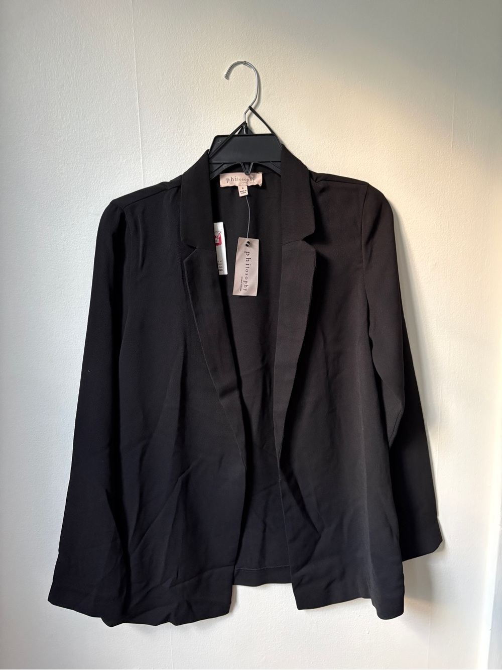 NWT Philosophy Black Open-Front Relaxed Blazer
